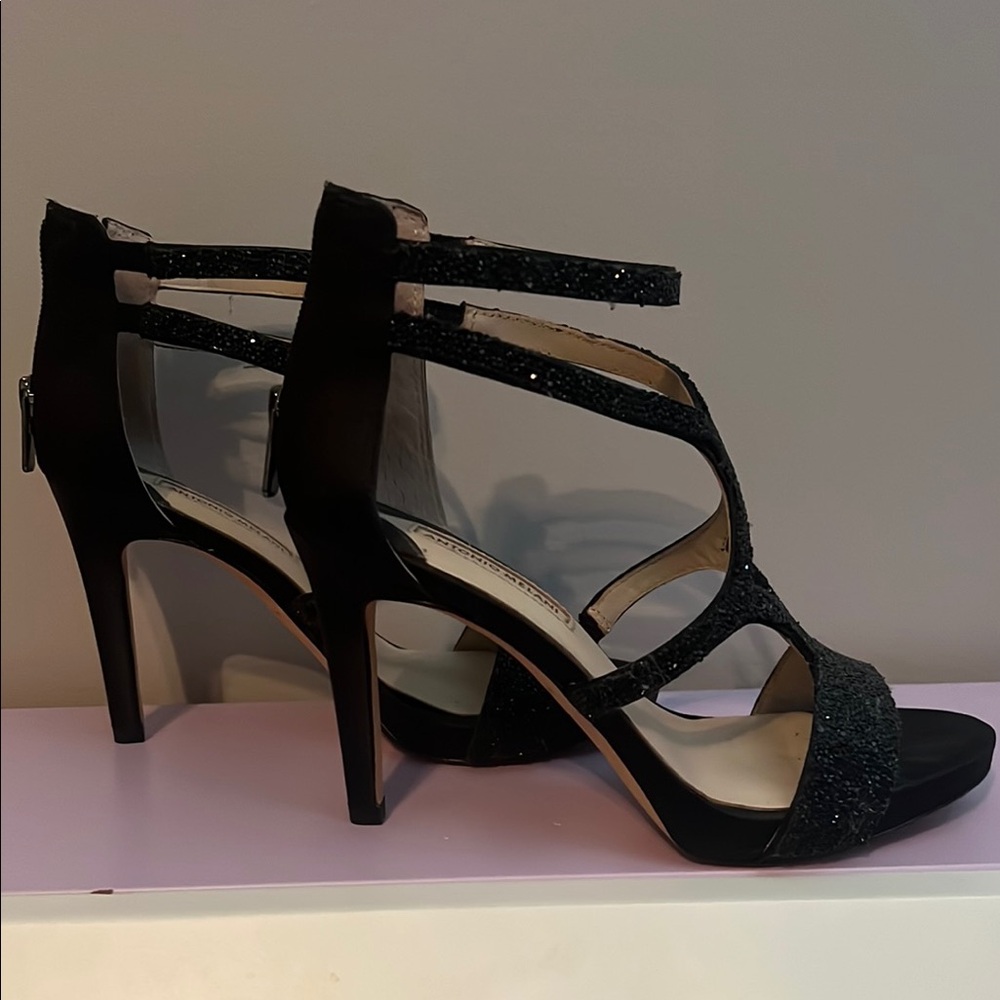 ANTONIO MELANI Black Glitter Strappy Heels